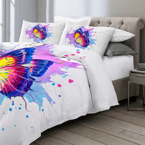Image of Watercolor Butterfly Bedding Set Pink - Beddingify