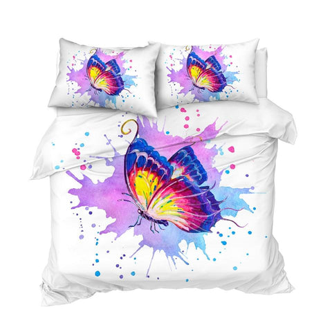 Image of Watercolor Butterfly Comforter Set Pink - Beddingify
