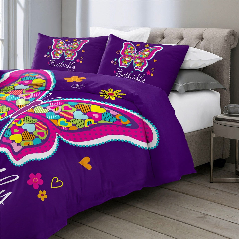 Purple Butterfly Bedding Set - Beddingify