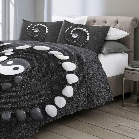 Image of Black Yin and Yang Comforter Set - Beddingify