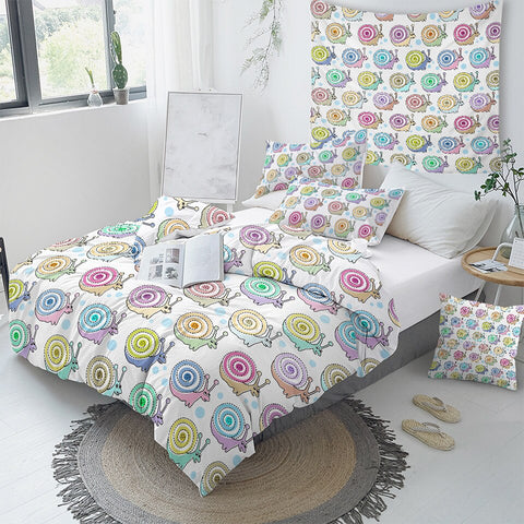 Image of Kawaii Snails Kids Bedding Set - Beddingify
