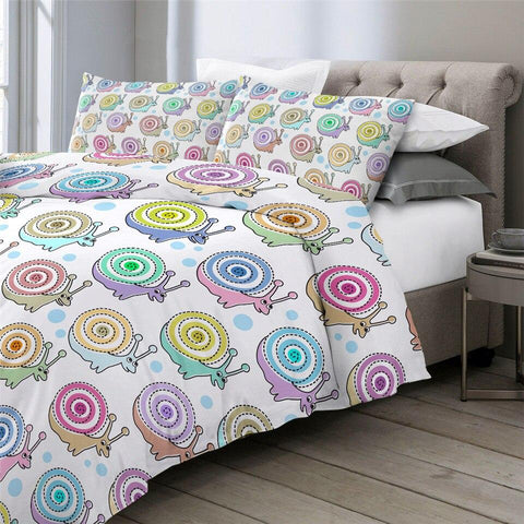 Image of Kawaii Snails Kids Comforter Set - Beddingify