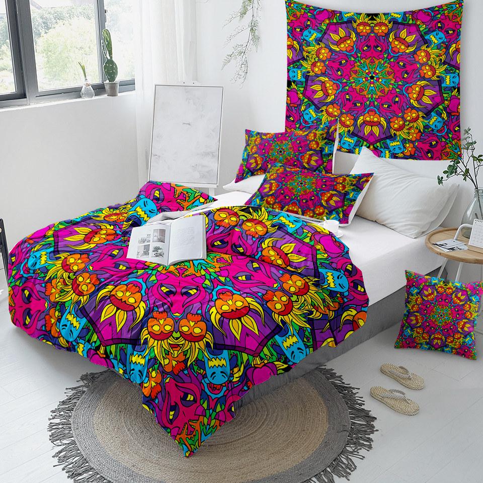 Psychedelic 60s Hippie Comforter Set - Beddingify