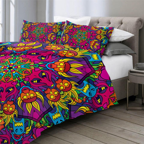 Image of Psychedelic 60s Hippie Comforter Set - Beddingify