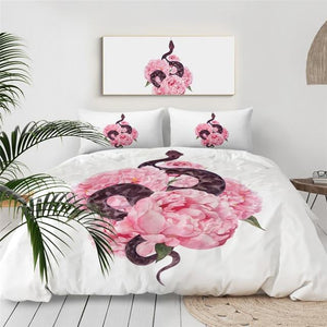 Flower Pink Snake Comforter Set - Beddingify