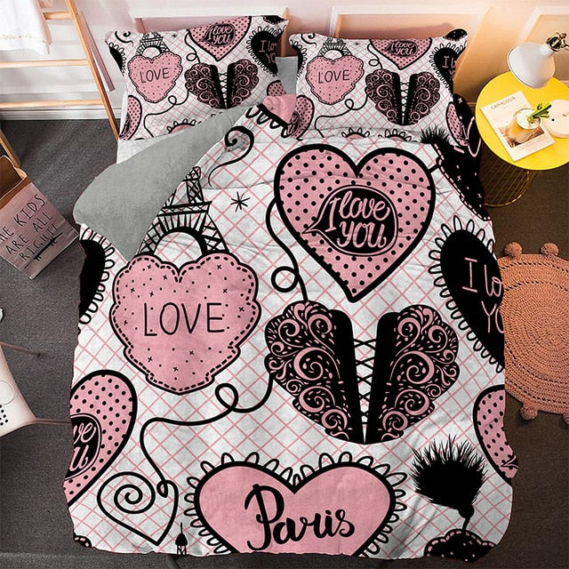 Paris Tower Pink Bedding Set - Beddingify