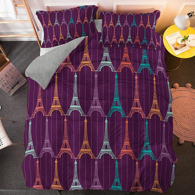 Paris Tower Themed Bedding Set - Beddingify