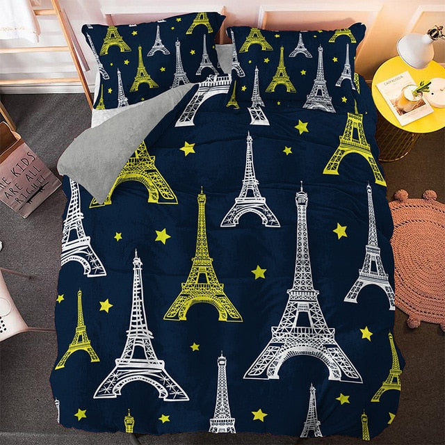 Paris Tower Pattern Bedding Set - Beddingify