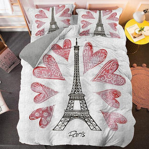 Heart Paris Tower Comforter Set - Beddingify