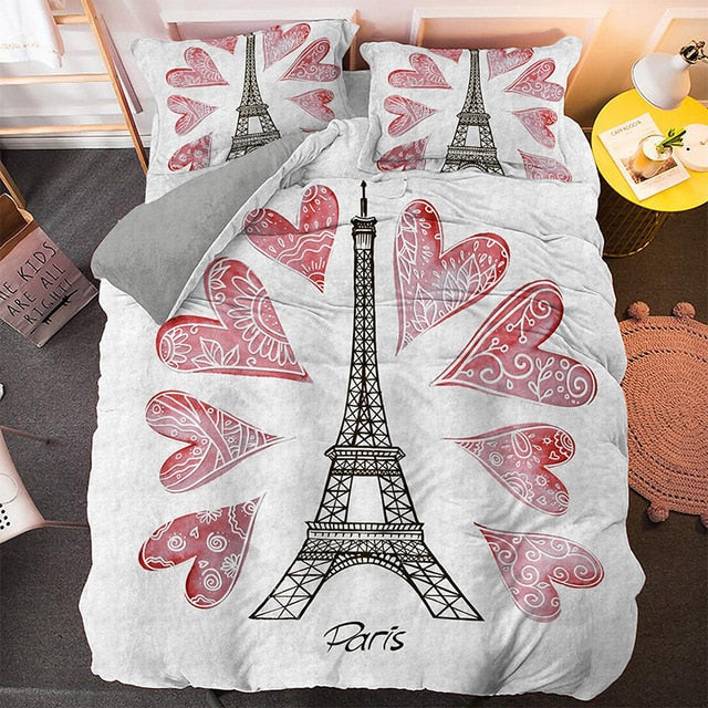 Heart Paris Tower Bedding Set - Beddingify