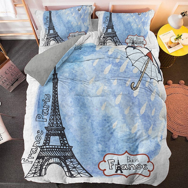 Rainy Paris Tower Bedding Set - Beddingify