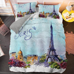 Painting Paris Tower Comforter Set - Beddingify