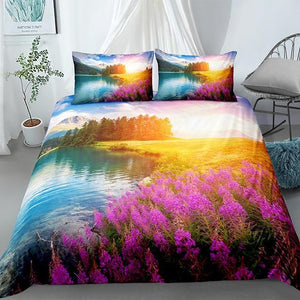 Flowers Sunset Landscape Comforter Sets - Beddingify