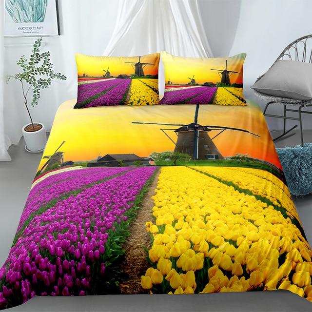Flowers Farm Landscape Comforter Sets - Beddingify