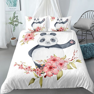 Fat Flowers Panda Bedding Set - Beddingify