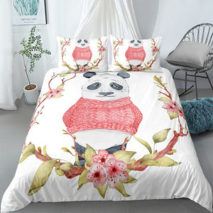 Flowers Panda Bedding Set - Beddingify