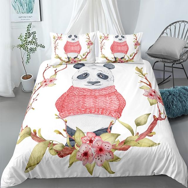 Flowers Panda Comforter Set - Beddingify