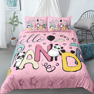 Cartoon Letters Panda Bedding Set - Beddingify