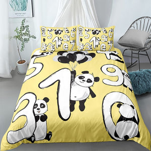 Cartoon Numbers Panda Bedding Set - Beddingify