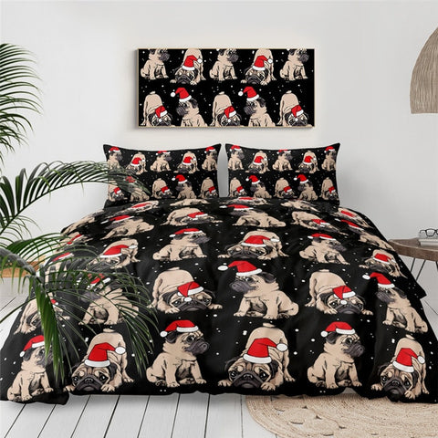 Image of Christmas Bulldog Dogs Bedding Set - Beddingify