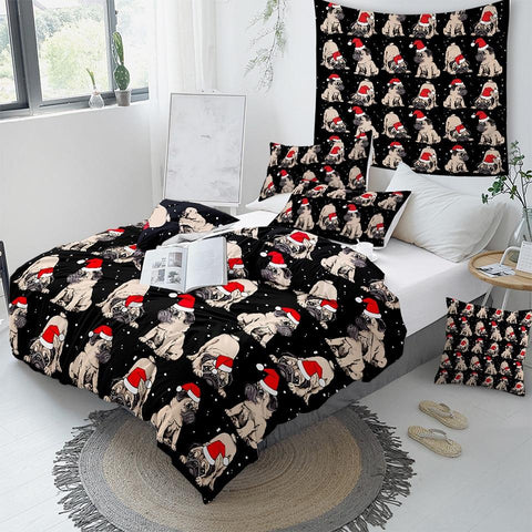 Image of Christmas Bulldog Dogs Comforter Set - Beddingify