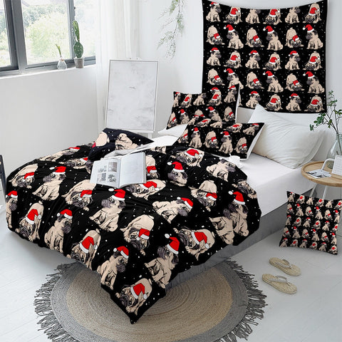 Image of Christmas Bulldog Dogs Bedding Set - Beddingify