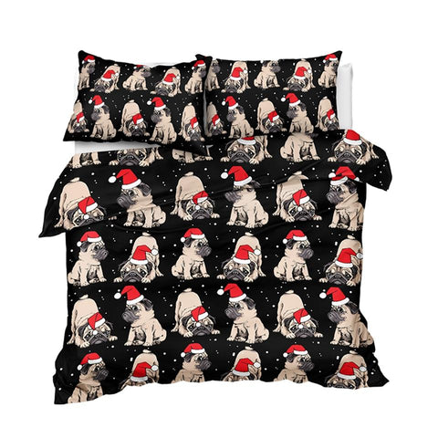 Image of Christmas Bulldog Dogs Comforter Set - Beddingify