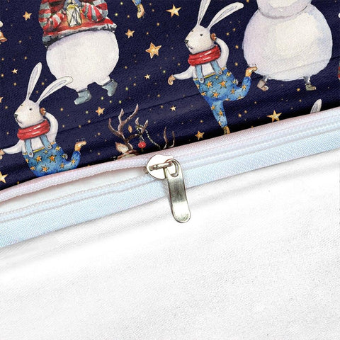 Image of Christmas Bunny Bear Deer and Snowman Comforter Set - Beddingify