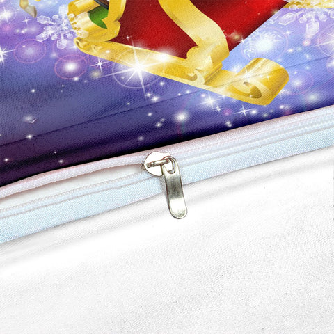 Image of Santa Claus Flying In Sled Night Sky Bedding Set - Beddingify