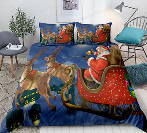 Santa Claus And Reindeer Bedding Set - Beddingify