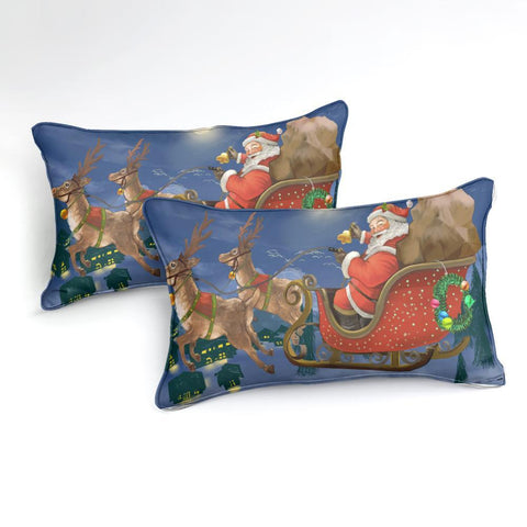 Image of Santa Claus And Reindeer Comforter Set - Beddingify