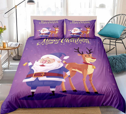 Image of Christmas Santa Claus Reindeer Bedding Set - Beddingify