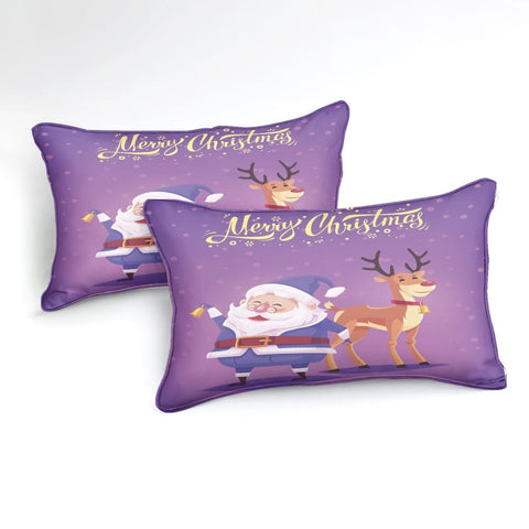 Image of Christmas Santa Claus Reindeer Comforter Set - Beddingify