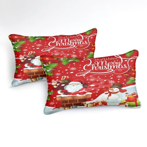 Image of Christmas Santa Claus and Snowman Comforter Set - Beddingify