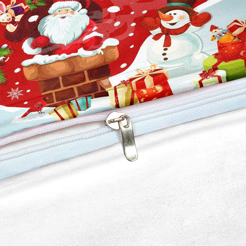 Image of Christmas Santa Claus and Snowman Bedding Set - Beddingify