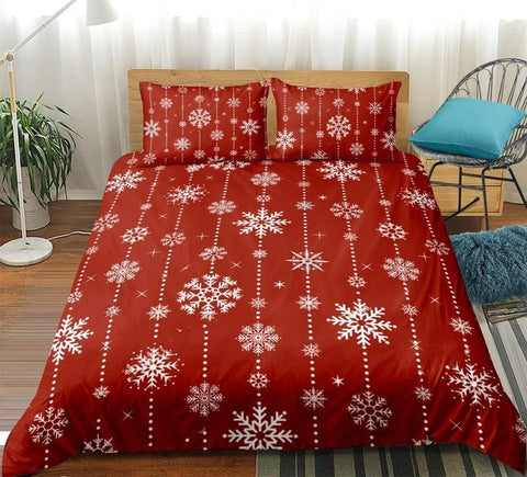 Image of Snowflake Red Christmas Bedding Set - Beddingify