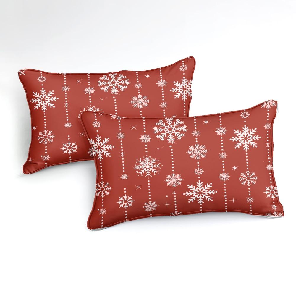 Snowflake Red Christmas Comforter Set - Beddingify