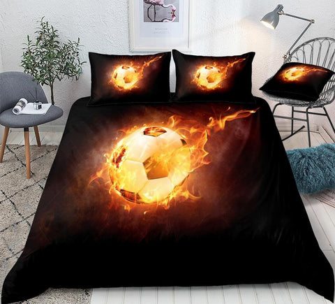 Image of 3D Fire Soccer Comforter Set - Beddingify
