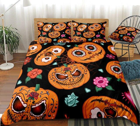 Image of Halloween Jack O Lantern Comforter Set - Beddingify