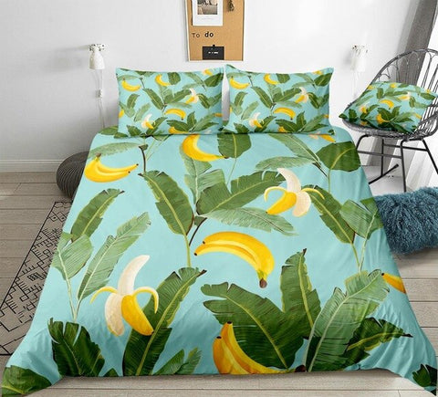 Image of Bananas and Palm Leaves Bedding Set - Beddingify