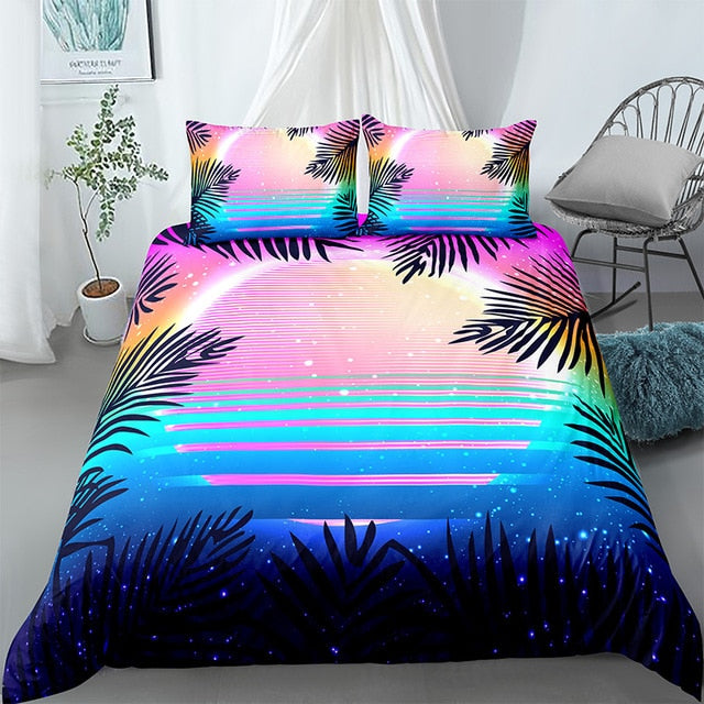 Colorful Tropical Sunrise Bedding Set - Beddingify