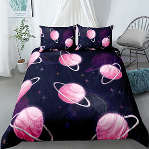 Pink Planets Bedding Set - Beddingify
