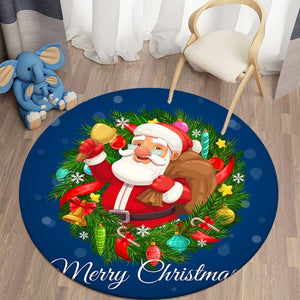 Merry Xmas 3D Santa Coming Round Carpet