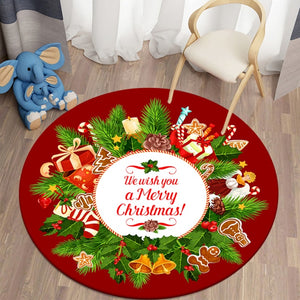 Wish You A Merry Christmas Round Carpet