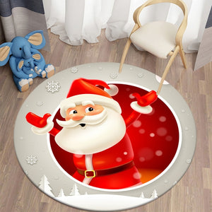 Merry Xmas 3D Hello Santa Round Carpet