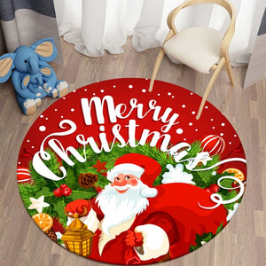 Merry Xmas 3D Santa send Gifts Round Carpet