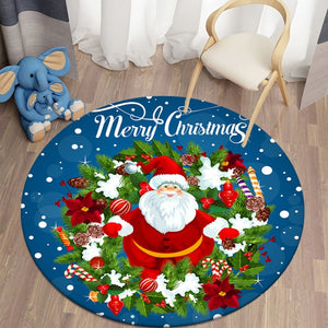Merry Xmas 3D Santa - Laurel Wealth Round Carpet