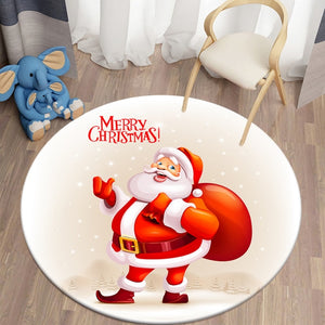 Merry Xmas 3D Santa Say "Hello" Round Carpet