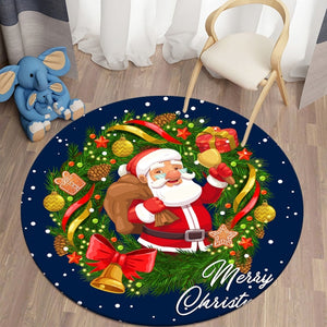 Merry Xmas - Santa Claus say Hi Round Carpet