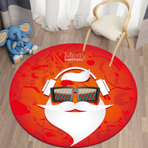 Merry Xmas 3D Santa Mask Round Carpet